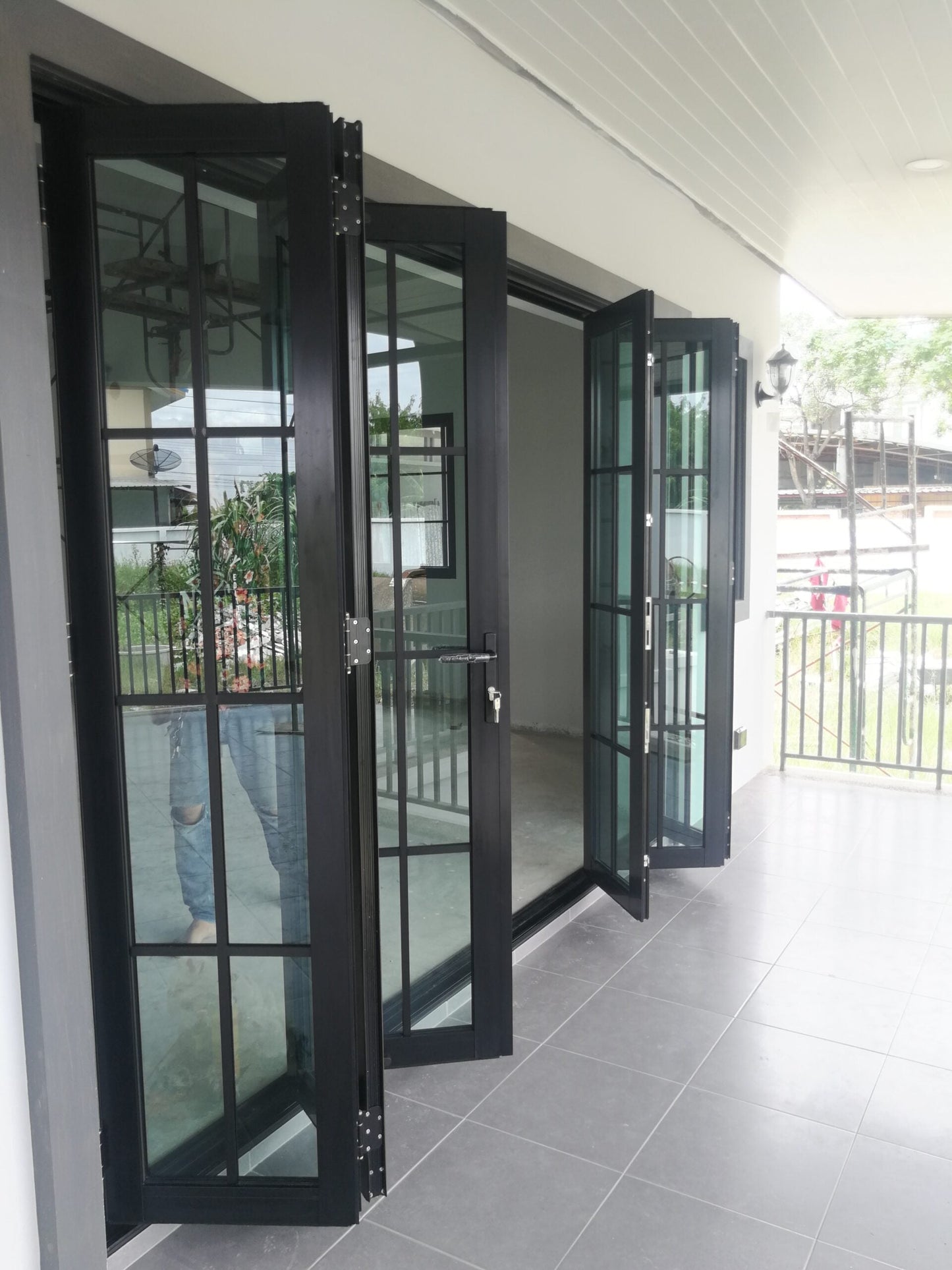 ALUMINUM BIFOLD DOOR 192"WX80"H - OUT SWING FROM EXTERIOR VIEW IMAGE 16