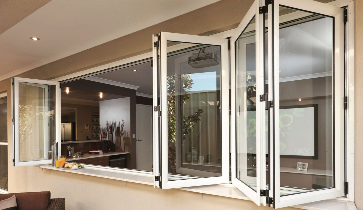 LT7 ONLINE.COM THE BEST PLACE TO SHOP ALUMINUM BIFOLD WINDOW 96"WX36"H - OUT SWING FROM EXTERIOR VIEW IMAGE 2