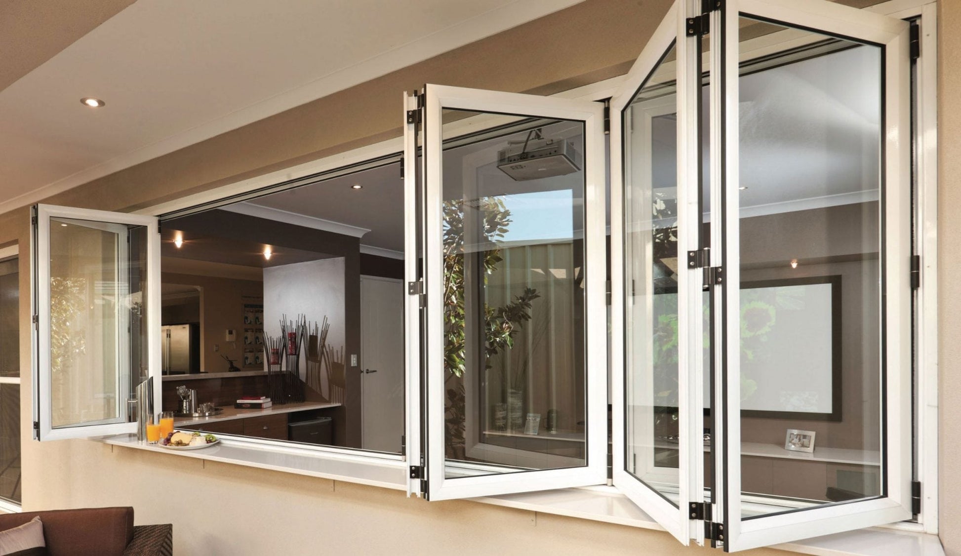 LT7 ONLINE.COM THE BEST PLACE TO SHOP ALUMINUM BIFOLD WINDOW 96"WX36"H - OUT SWING FROM EXTERIOR VIEW IMAGE 2