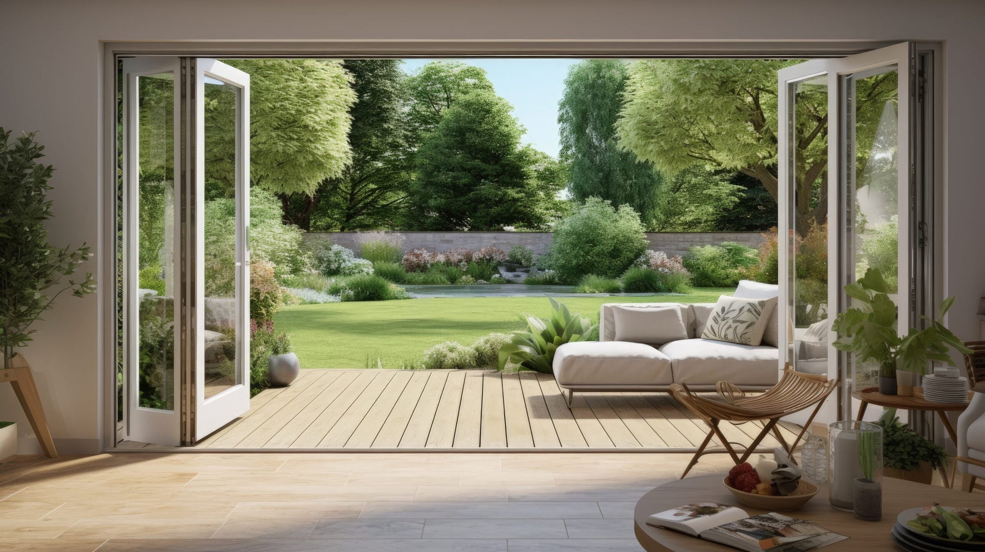 ALUMINUM BIFOLD DOOR 192"WX96"H - OUT SWING FROM EXTERIOR VIEW IMAGE 4
