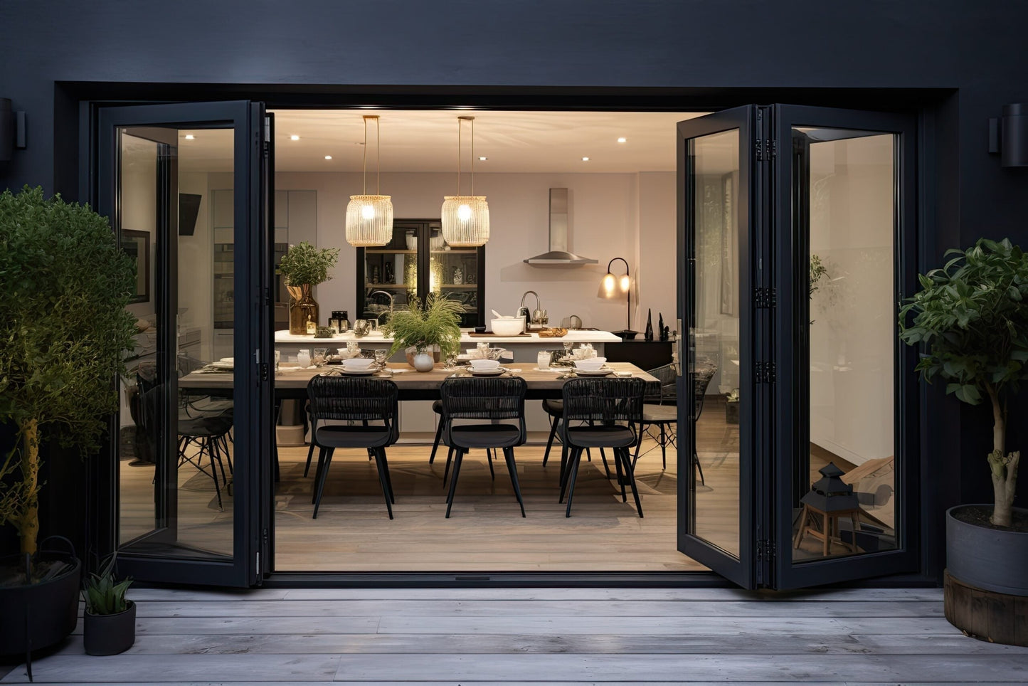 ALUMINUM BIFOLD DOOR 216"WX80"H - OUT SWING FROM EXTERIOR VIEW IMAGE 7