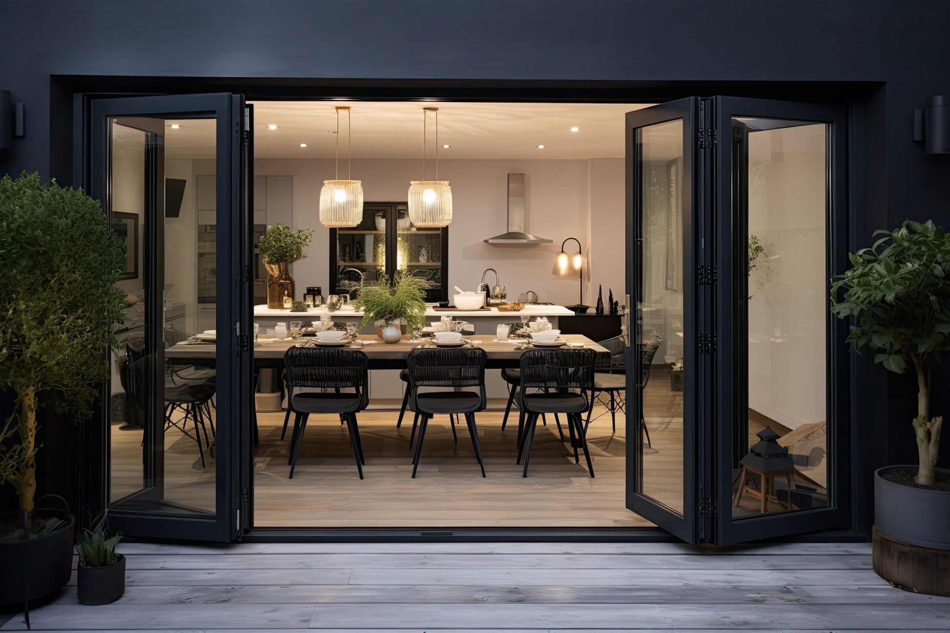 ALUMINUM BIFOLD DOOR 192"WX80"H - OUT SWING FROM EXTERIOR VIEW IMAGE 7