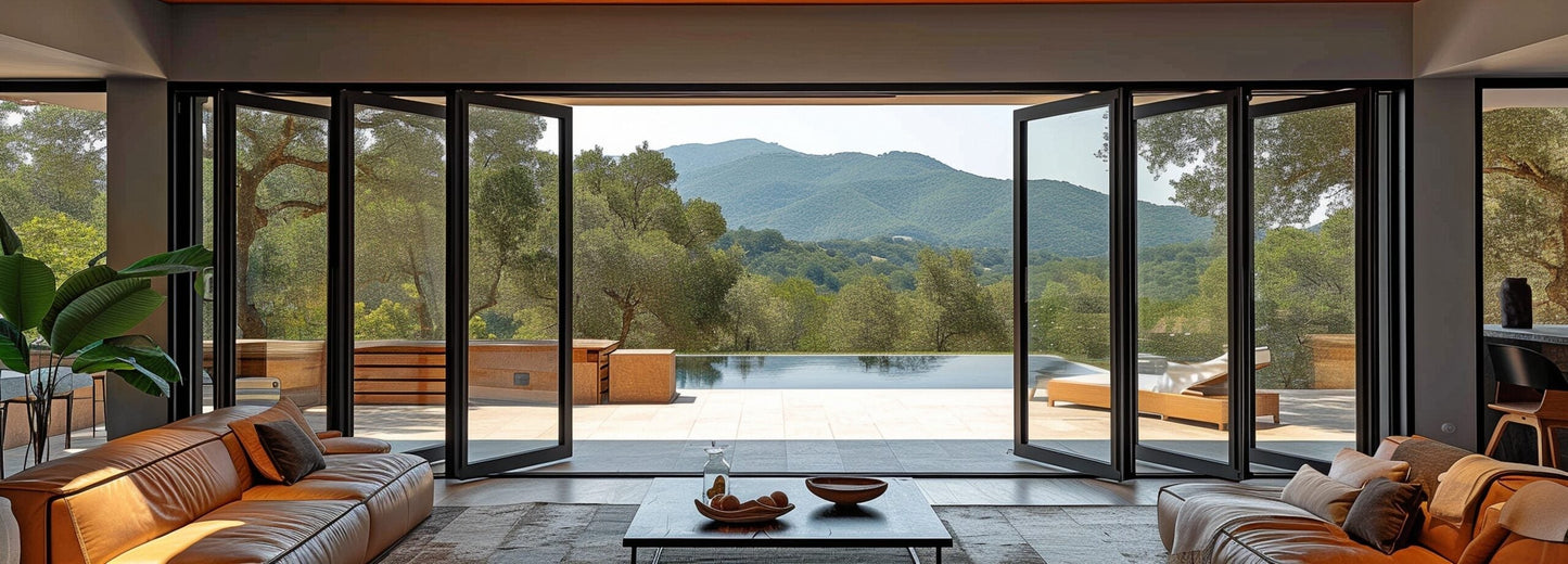 ALUMINUM BIFOLD DOOR 192"WX96"H - OUT SWING FROM EXTERIOR VIEW IMAGE 0