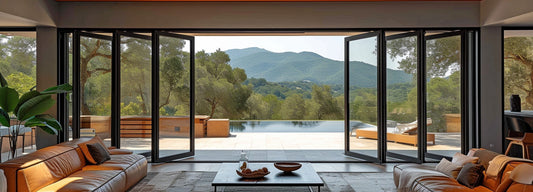 ALUMINUM BIFOLD DOOR 192"WX96"H - OUT SWING FROM EXTERIOR VIEW IMAGE 0
