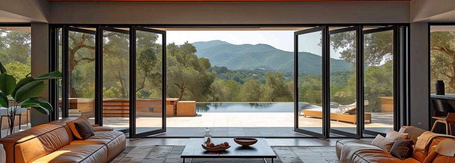 ALUMINUM BIFOLD DOOR 192"WX96"H - OUT SWING FROM EXTERIOR VIEW IMAGE 0