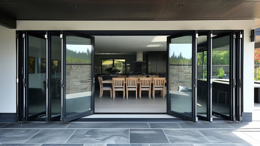ALUMINUM BIFOLD DOOR 240"WX96"H - OUT SWING FROM EXTERIOR VIEW IMAGE 0
