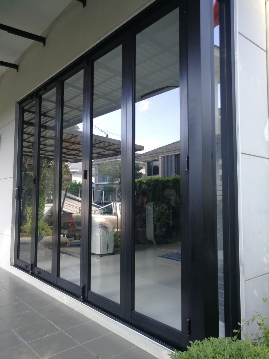 ALUMINUM BIFOLD DOOR 144"WX96"H - OUT SWING FROM EXTERIOR VIEW IMAGE 0