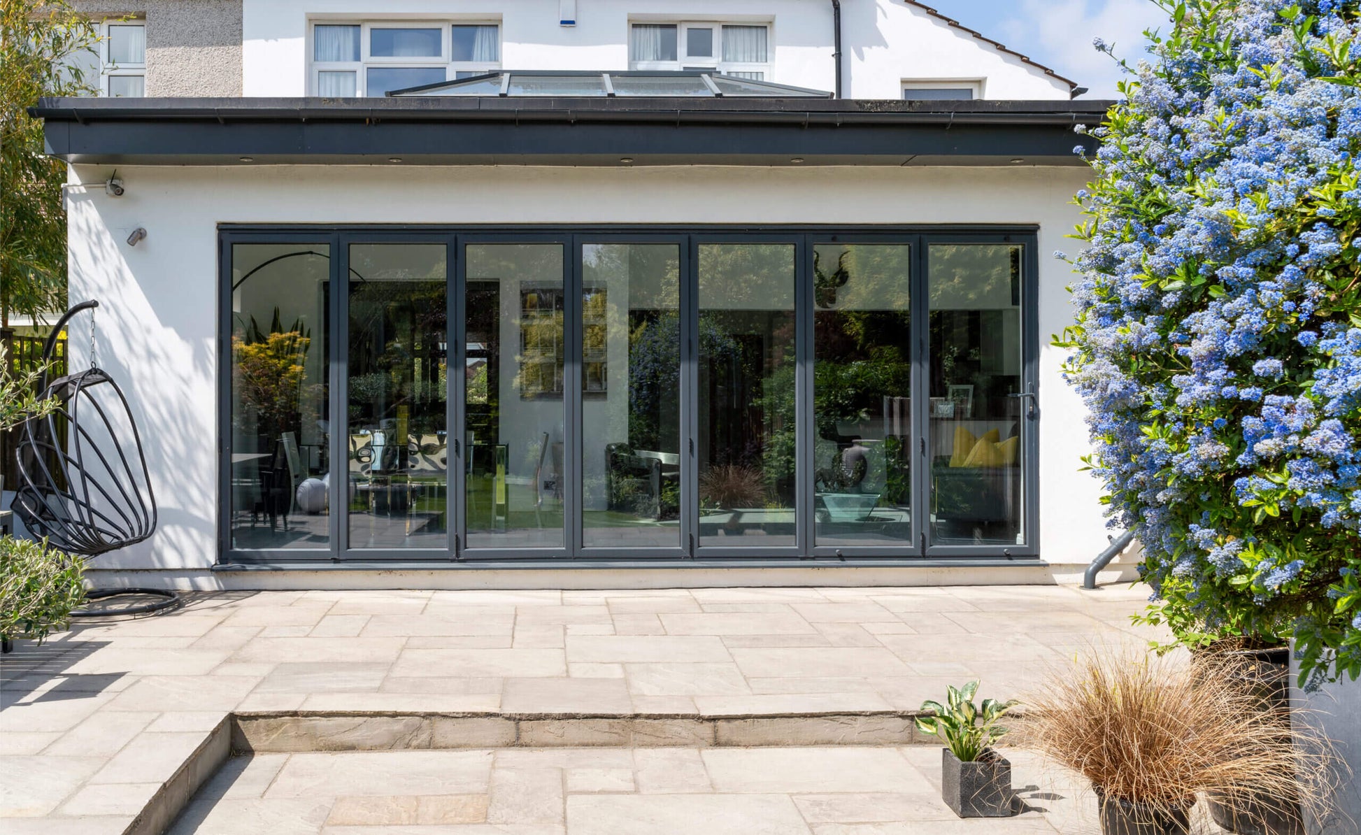 ALUMINUM BIFOLD DOOR 192"WX96"H - OUT SWING FROM EXTERIOR VIEW IMAGE 5