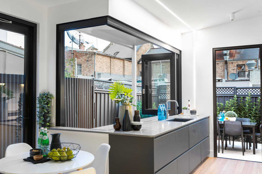 LT7 ONLINE.COM THE BEST PLACE TO SHOP ALUMINUM BIFOLD WINDOW 60"WX48"H - OUT SWING FROM EXTERIOR VIEW IMAGE