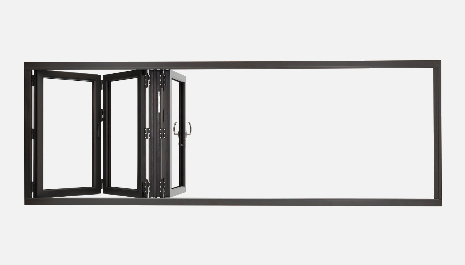 LT7 ONLINE.COM THE BEST PLACE TO SHOP ALUMINUM BIFOLD WINDOW 96"WX36"H - OUT SWING FROM EXTERIOR VIEW IMAGE