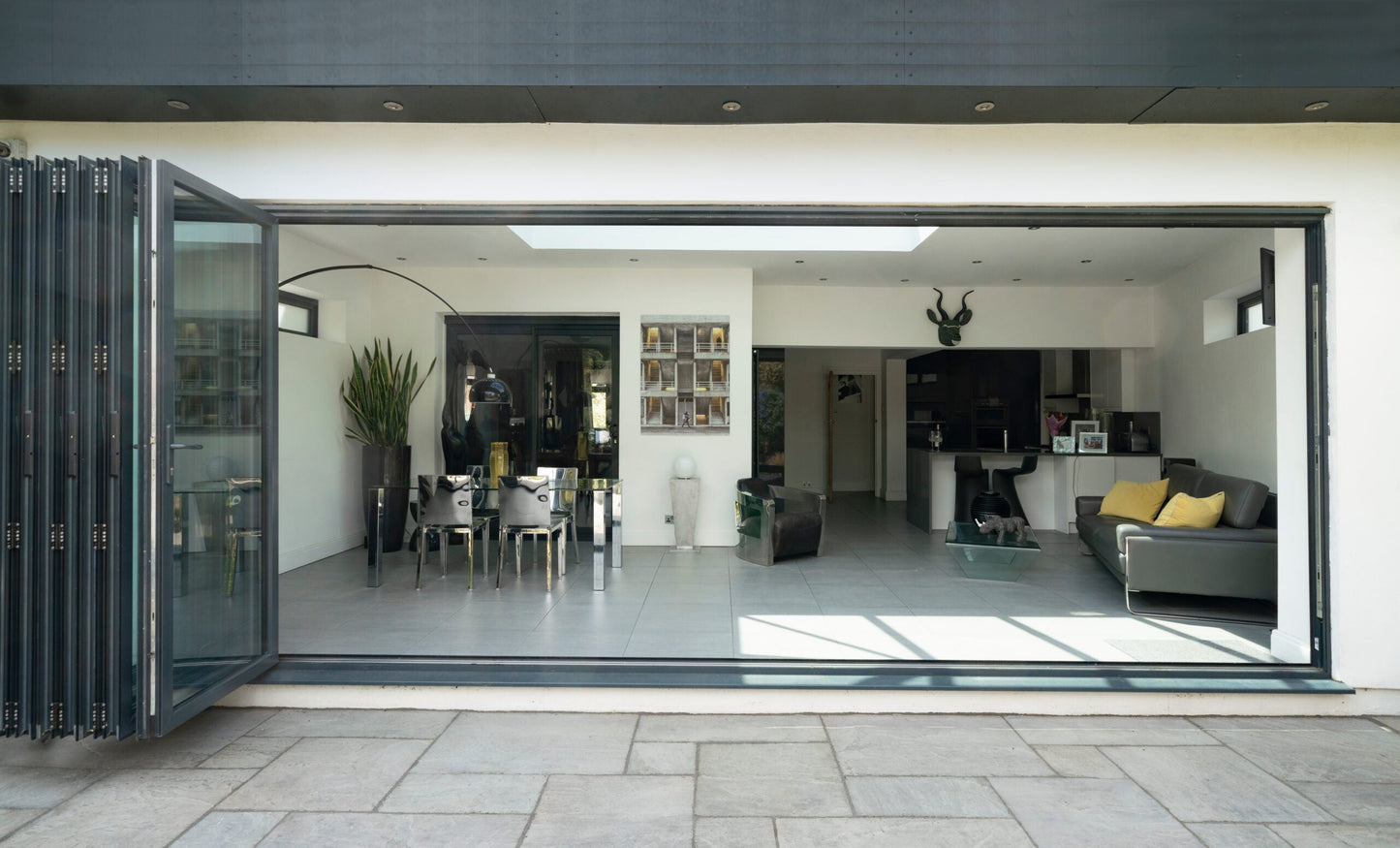 ALUMINUM BIFOLD DOOR 192"WX96"H - OUT SWING FROM EXTERIOR VIEW IMAGE 20