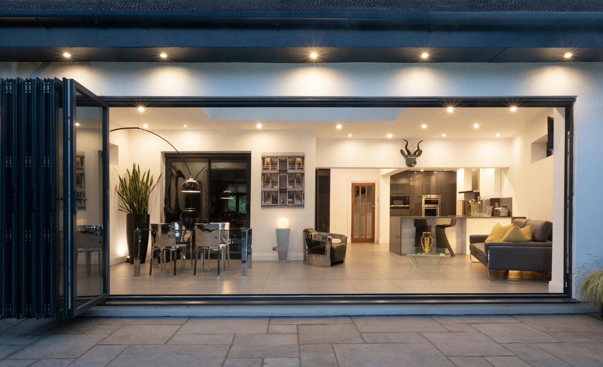 ALUMINUM BIFOLD DOOR 192"WX96"H - OUT SWING FROM EXTERIOR VIEW IMAGE 2